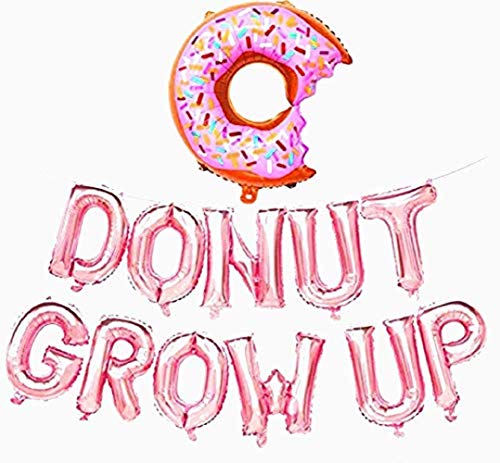 ZaneGear Donut Grow Up Balloons Banner Birthday Party Decorations Supplies - Image 1