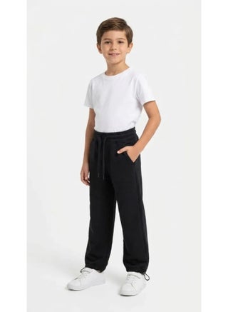 Boys' Solid Black Sweatpants - Straight Fit