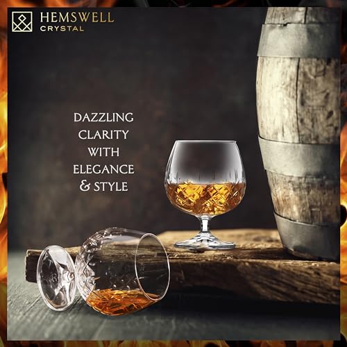 Hemswell Crystal Brandy Snifter Glasses Set of 2 - Small Cut Glass Goblets for Scotch or Whiskey - Cognac Glasses - European Crystal 8.5oz - Image 5