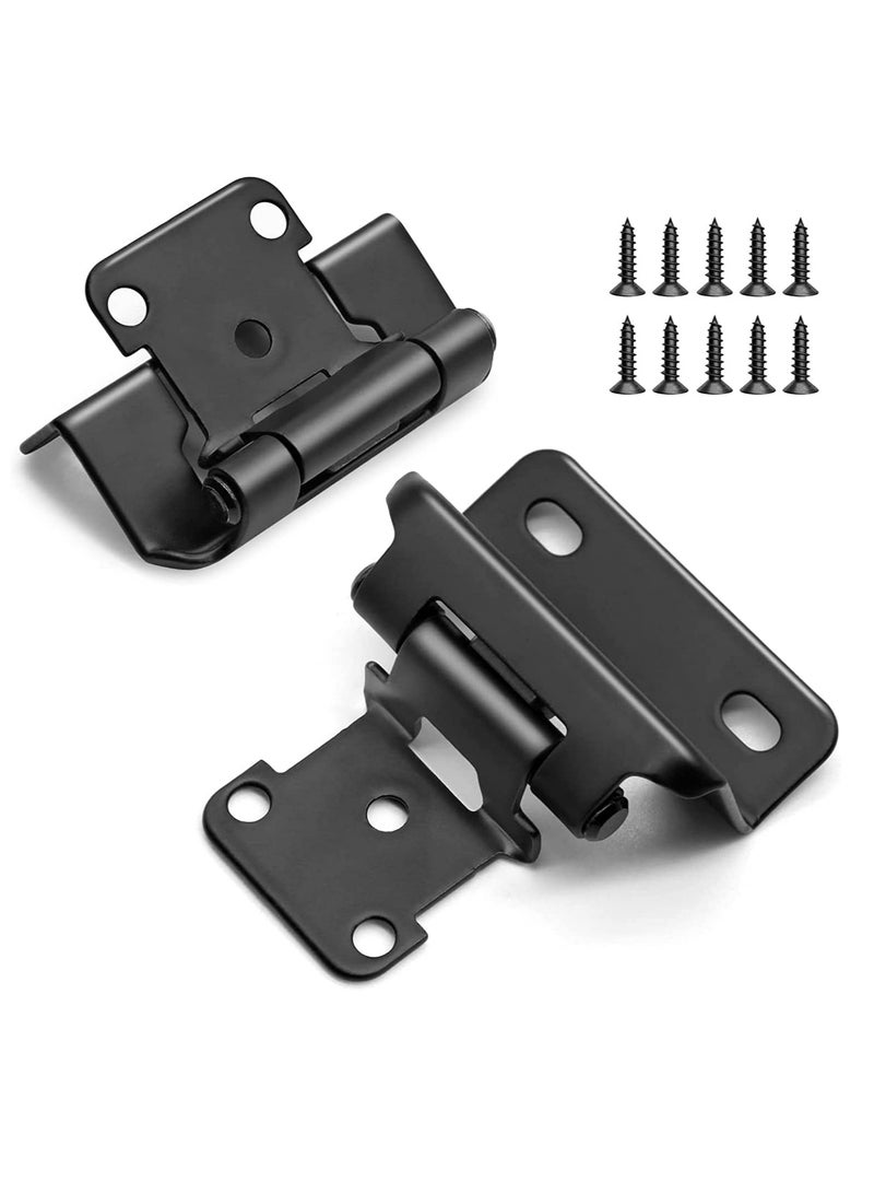 Cabinet Hinges, 1/2" Overlay Semi Partial Wrap Self Closing Matte Black Hinges with Mounting Screws for Variable Kitchen Bathroom Cabinets Cupboard Doors 8 Pcs - Image 1