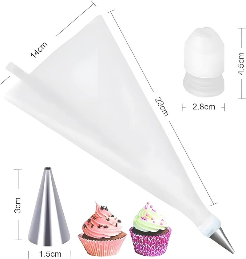 Cake Decorating Kit with 3 Reusable Silicone Piping Bags and 45 Stainless Steel Tips, Pastry Frosting Set for Cakes, Cupcakes, Cookies and Homemade Desserts - Image 3