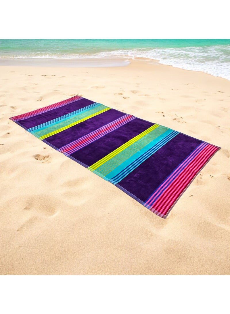 Kassino Premium Striped Large Beach Towels (80 x 150 cm) - 100% Cotton, Soft & Quick-Dry, Double Stitched for Durability, Perfect towels for Beach, Pool, and Travel (2PCS) (2, Mixed Stripes 1) - Image 4