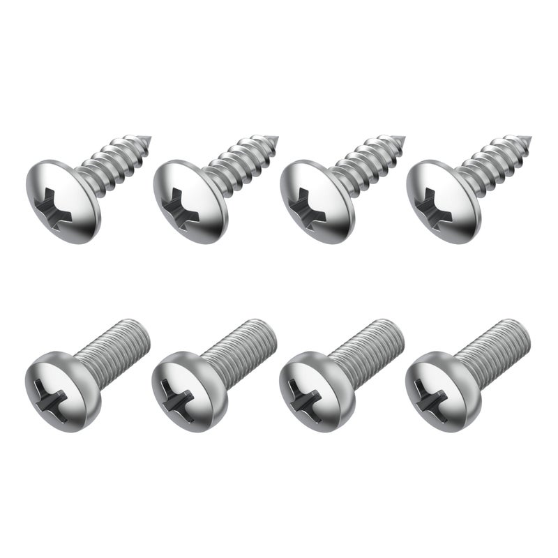PRIME AVE Stainless Steel License Plate Screws for License Plates, Frames, Covers - Durable & Rust Proof Licence Plate Screw Set for Front/Rear - Compatible with Mazda (Pack of 8) - Image 1