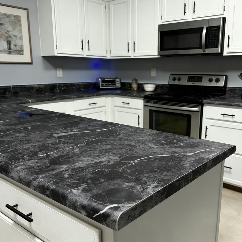 Abyssaly Black Marble Contact Paper Granite Peel and Stick Wallpaper for Countertop Self-Adhesive Waterproof Thicken Wallpaper Kitchen Bathroom and Furniture 11.8" X 78.7" - Image 1