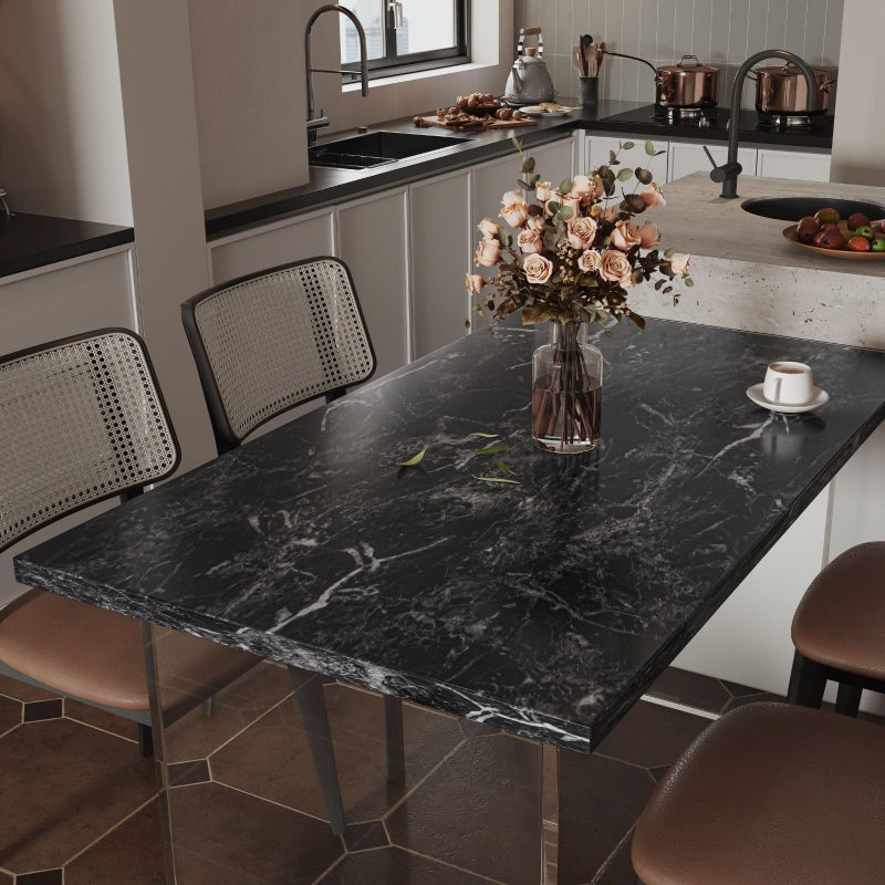 Abyssaly Black Marble Contact Paper Granite Peel and Stick Wallpaper for Countertop Self-Adhesive Waterproof Thicken Wallpaper Kitchen Bathroom and Furniture 11.8" X 78.7" - Image 2