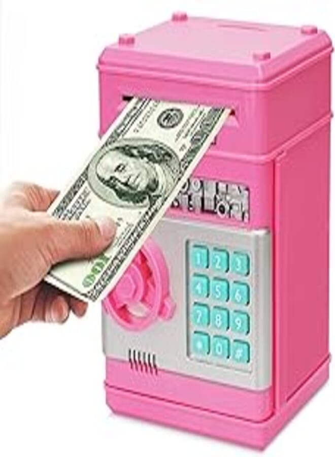 Ferepiper Piggy Bank Cash Coin Can ATM Bank Electronic Coin Money Bank Money Saving Box for Teen Girl Toy Age 4 8 10 12 with Password Code Lock for Kids