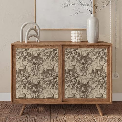 MuralPeel Boho Animals Forest Deer Vintage Pine Tree Leaf Peel and Stick Wallpaper Self Adhesive Removable Easy Peel Off Contact Paper Stick on Wall Paper for Bedroom Cabinet Renter Friendly - Image 5