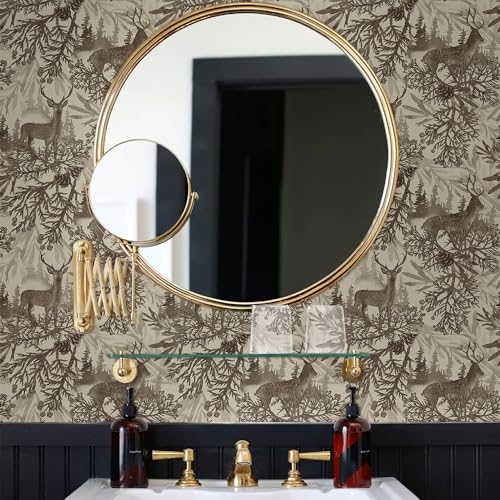 MuralPeel Boho Animals Forest Deer Vintage Pine Tree Leaf Peel and Stick Wallpaper Self Adhesive Removable Easy Peel Off Contact Paper Stick on Wall Paper for Bedroom Cabinet Renter Friendly - Image 4