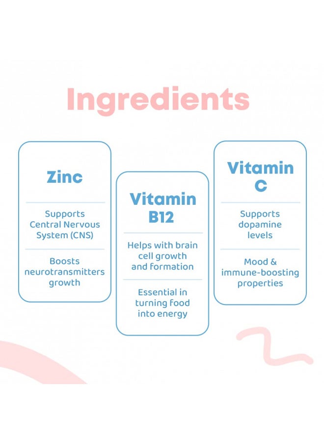 JoySpring - Brain Supplements for Memory and Focus - B12 for Kids May Aid in focus and Attention - Nootropics Brain Support Supplement - Brain Supplement - Memory Supplement for Brain - Brain Booster Supplement - Image 1