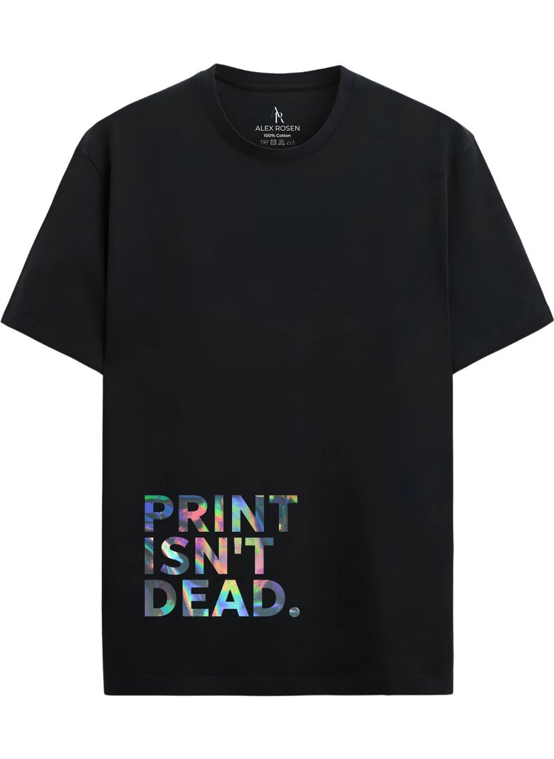 Alex Rosen Unisex Oversize Crew Neck Printed Short Sleeve Black T-Shirt  - Image 1