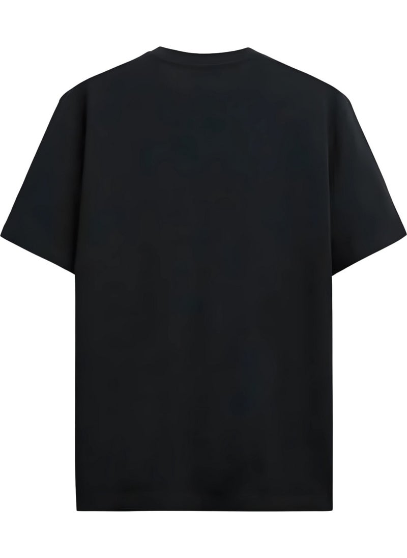 Alex Rosen Unisex Oversize Crew Neck Printed Short Sleeve Black T-Shirt  - Image 2