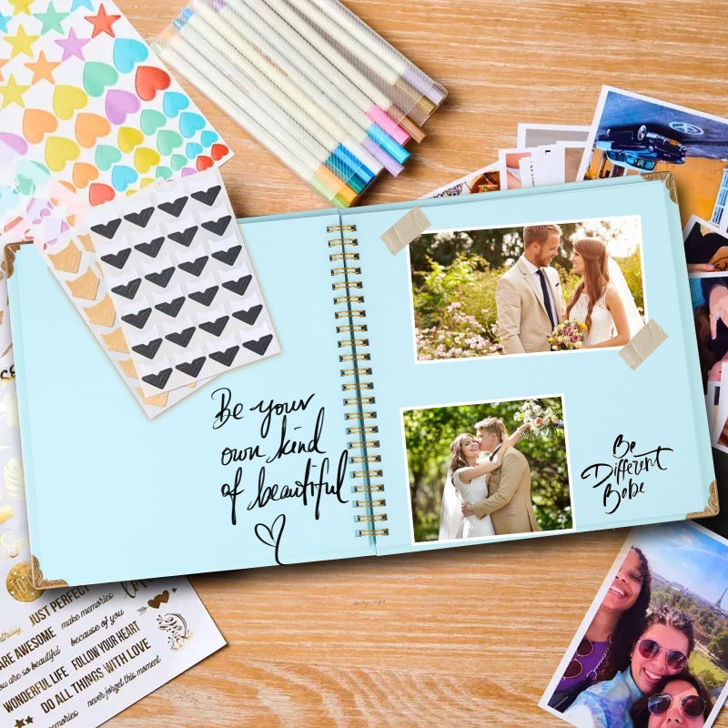 Joyberg Scrapbook 80 Pages, Scrapbooking Supplies 8 x 8 In, Scrapbook Album Suitable for Album Memory Book Wedding, Anniversary Family, DIY Craft Projects (Blue) - Image 2