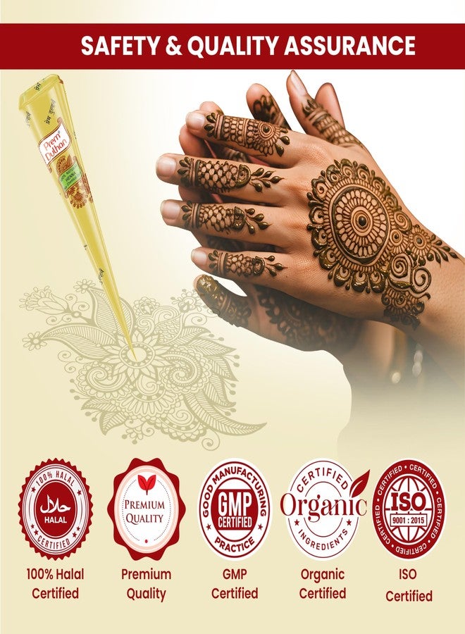 Prem Dulhan Natural Henna-Based Mehendi Cones Set (Pack of 1), 12 Cones for Hand Designing – Chemical-Free, Perfect for Weddings & Traditional Occasions – Yellow Joy Box, for Women & Girls - Image 5