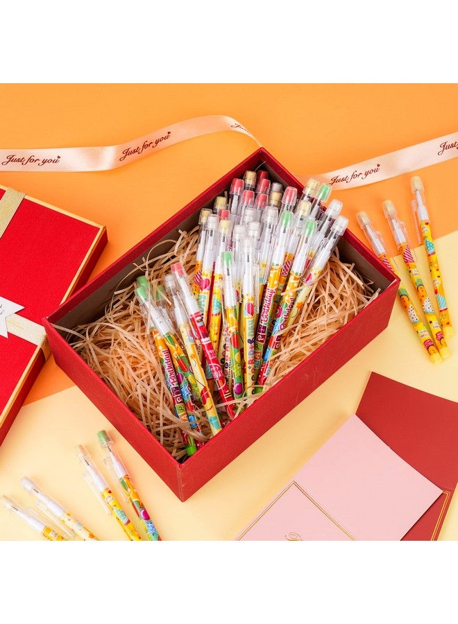 Kolewo4ever Happy Birthday Pencils Translucent Pencil Multicolor Non- Sharpening Stackable Pencils Pop Up Plastic Pencils Cake,Balloon Printed Birthday Pencils，4 Style (48) - Image 5