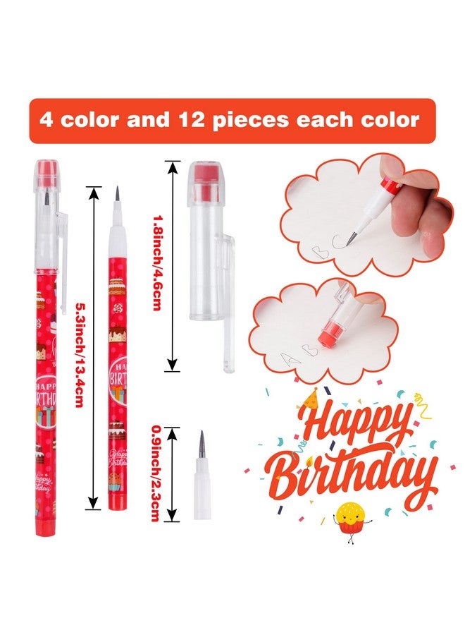 Kolewo4ever Happy Birthday Pencils Translucent Pencil Multicolor Non- Sharpening Stackable Pencils Pop Up Plastic Pencils Cake,Balloon Printed Birthday Pencils，4 Style (48) - Image 2