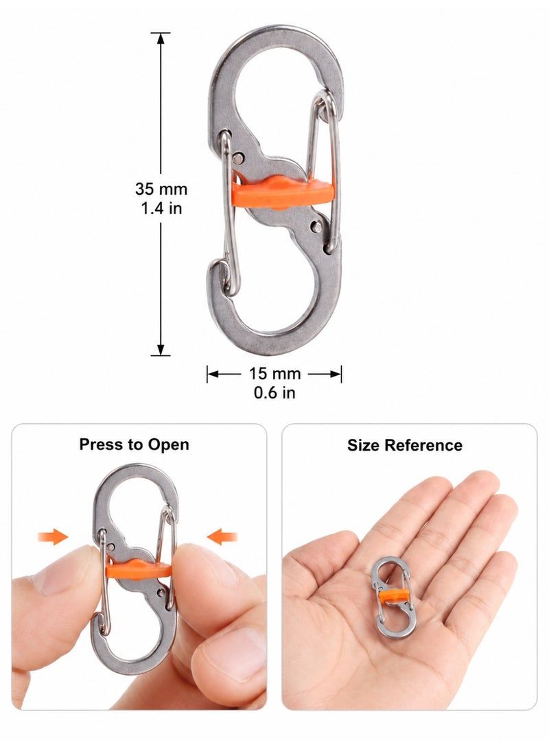 10PCS Locking S Carabiner Clips for Keys Bags and Outdoor Gear, Silvery - Image 4