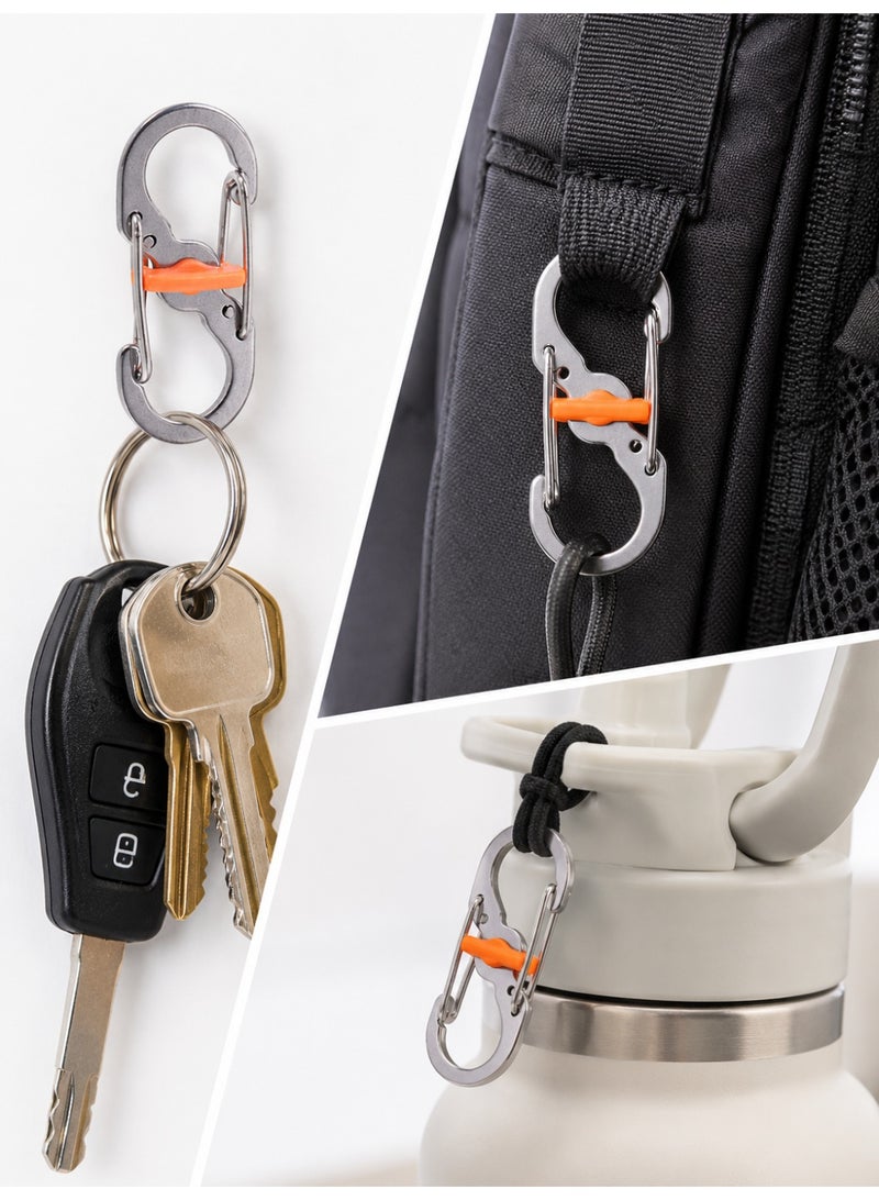 10PCS Locking S Carabiner Clips for Keys Bags and Outdoor Gear, Silvery - Image 3
