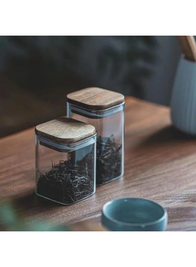 Generic Airtight Glass Food Storage Jar with Bamboo Lid – Clear Canister with Silicone Seal for Pantry, Coffee, Sugar, Tea, Spices & Snacks – Transparent/Bamboo – 1pcs - Image 5