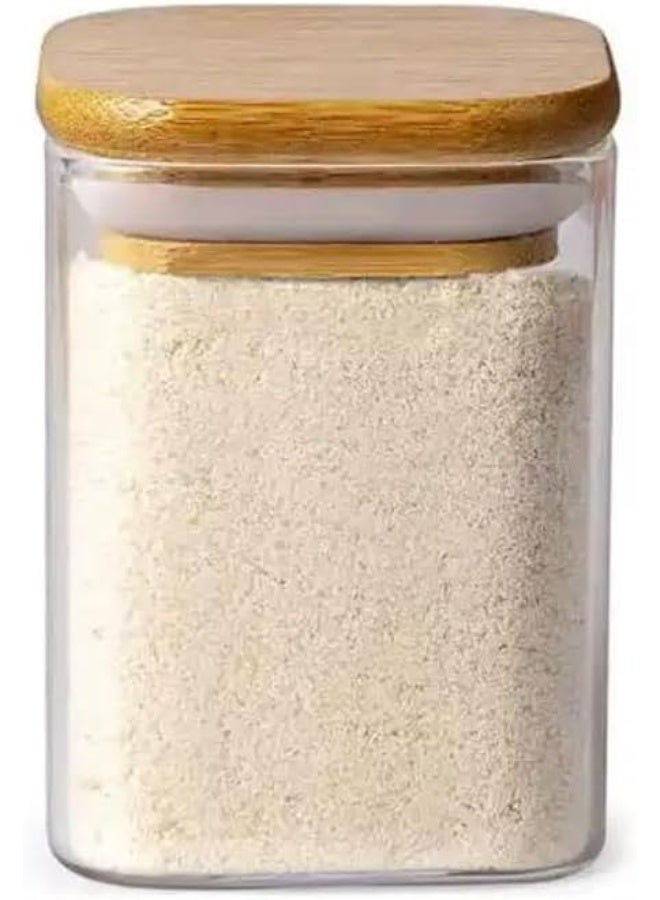 Generic Airtight Glass Food Storage Jar with Bamboo Lid – Clear Canister with Silicone Seal for Pantry, Coffee, Sugar, Tea, Spices & Snacks – Transparent/Bamboo – 1pcs - Image 2