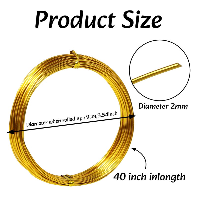 krastmon Aluminum Craft Wire, 33 Feet Bendable for Jewelry Making, Sculpting, Floral, Wreath, Crafting, Wire Wrapping, Beading Wire, Christmas Ornaments (Gold, 18 Gauge) - Image 2