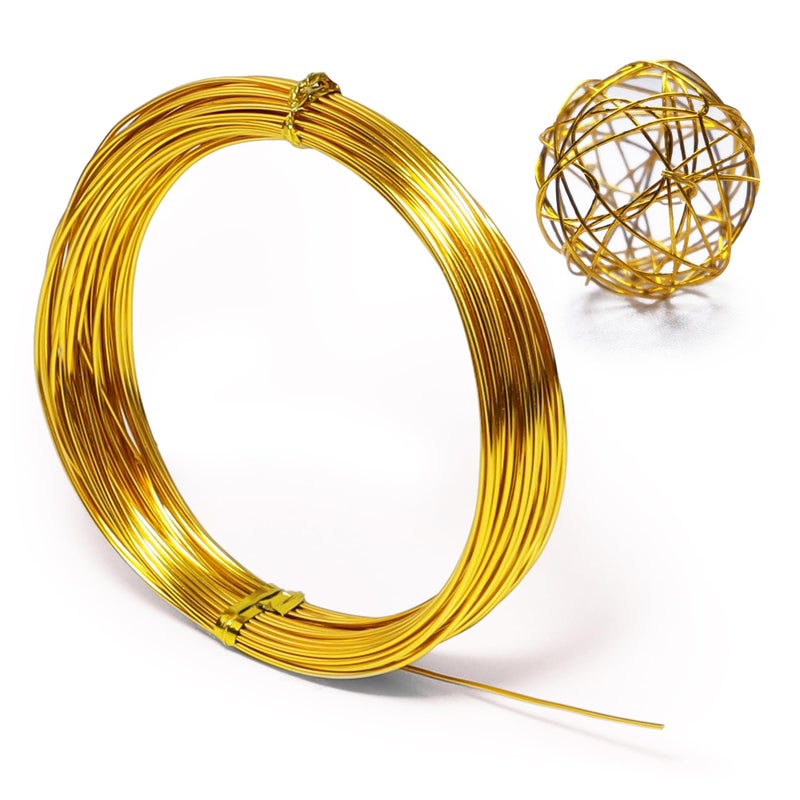 krastmon Aluminum Craft Wire, 33 Feet Bendable for Jewelry Making, Sculpting, Floral, Wreath, Crafting, Wire Wrapping, Beading Wire, Christmas Ornaments (Gold, 18 Gauge) - Image 1