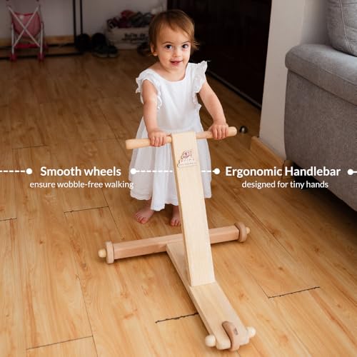 Ariro Toys Wooden Push Walker (nadai vandi) for Infants and Toddlers | Traditional Walker Cycle | Walking Aid | Montessori Push Wagon for 9 Months and Above | Sturdy Baby | Easy to Assemble Kid - Image 5