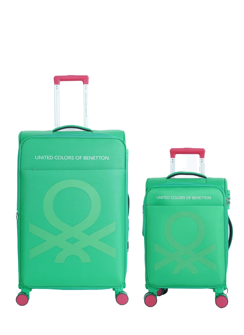 UNITED COLORS OF BENETTON BNTE-50 Set of 2 Luggage with TSA Lock| Material- Soft Trolley with lightweight| Adjustable Trolley Handle | Smooth Dual Wheels 360degree rotate| SIZE-20/28| GREEN