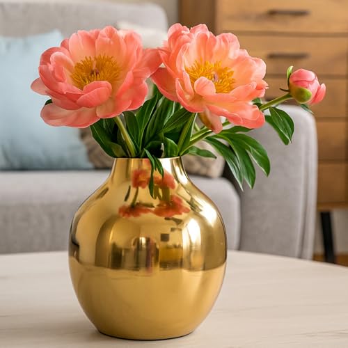 Ekhasa Nostrae by Ekhasa Unbreakable Metallic Flower Vase for Home Decor | Aesthetic Flower Vase with Rubber Pad Base for Living Room | Decorative Metal Vase Gift for Wedding, Housewarming - Image 1