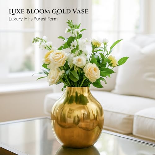 Ekhasa Nostrae by Ekhasa Unbreakable Metallic Flower Vase for Home Decor | Aesthetic Flower Vase with Rubber Pad Base for Living Room | Decorative Metal Vase Gift for Wedding, Housewarming - Image 2