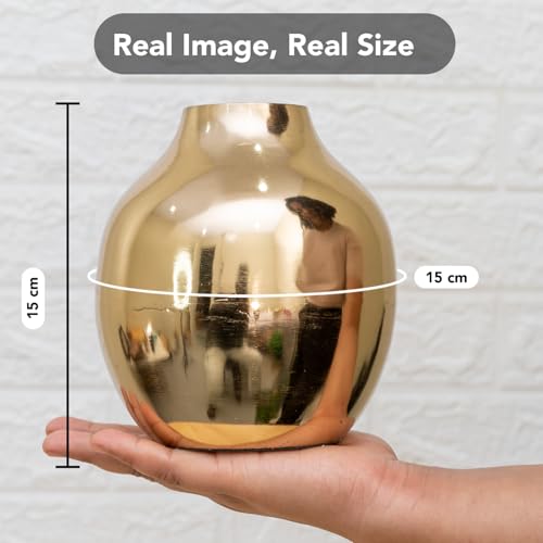 Ekhasa Nostrae by Ekhasa Unbreakable Metallic Flower Vase for Home Decor | Aesthetic Flower Vase with Rubber Pad Base for Living Room | Decorative Metal Vase Gift for Wedding, Housewarming - Image 3