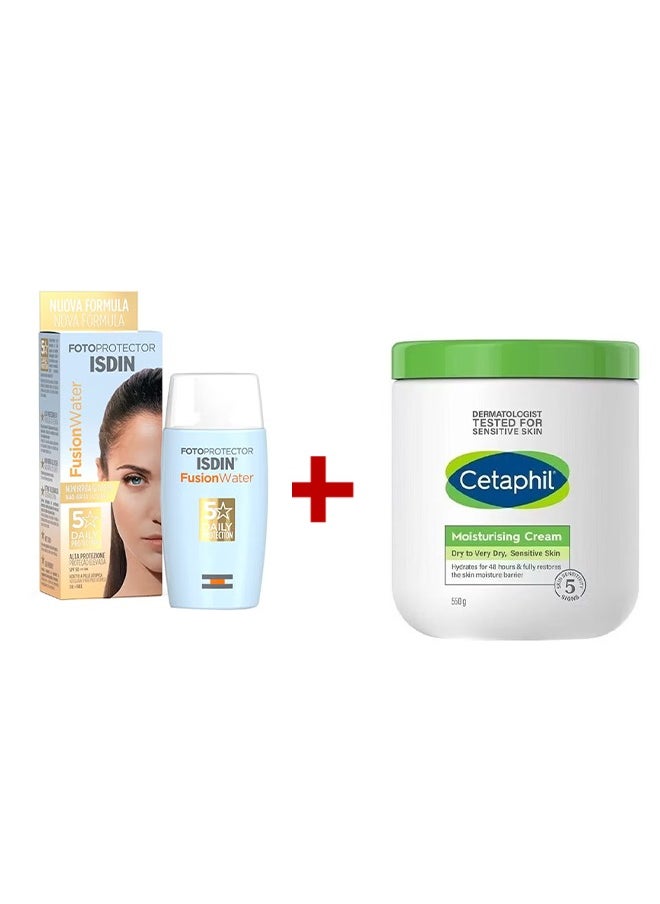 إيسدن - مرطب البشرة سيتافيل 550 جرام مع ISDIN فوتو بروتيكتر فيوجن ووتر SPF50 شفاف، 50 مل - Image 1