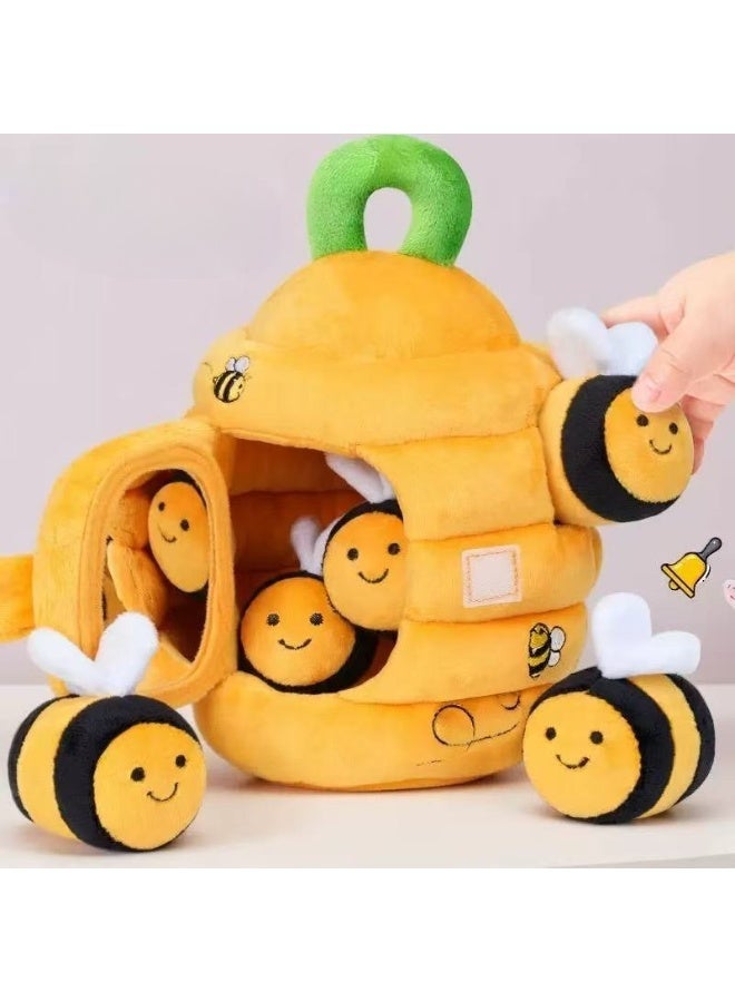 Baby Toys 6-12 Months - Soft Baby Beehive with 5 Sensory Bees - Rattle, Crinkle Paper, Squeaker, Mirror, Busy Montessori Soft Toys for Toddlers 0-3 Years Old - Baby Christmas Birthday Gift - Image 1