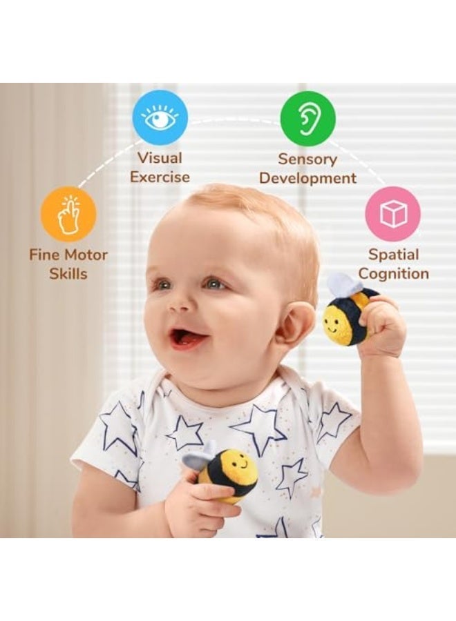 Baby Toys 6-12 Months - Soft Baby Beehive with 5 Sensory Bees - Rattle, Crinkle Paper, Squeaker, Mirror, Busy Montessori Soft Toys for Toddlers 0-3 Years Old - Baby Christmas Birthday Gift - Image 3