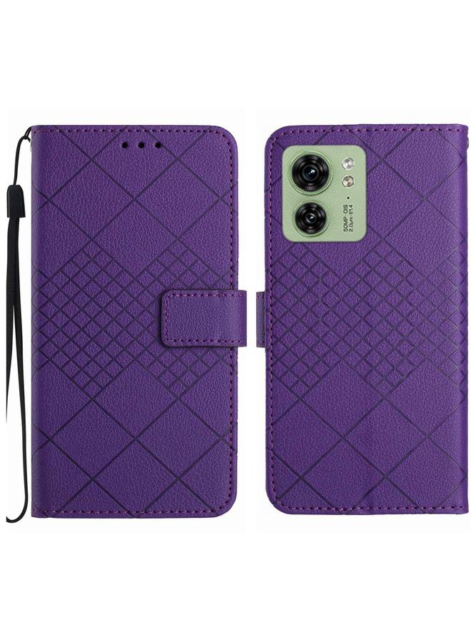 اس-توب جراب لهاتف موتورولا إيدج 40 مصنوع من الجلد بتصميم شبكي معيني - Image 1