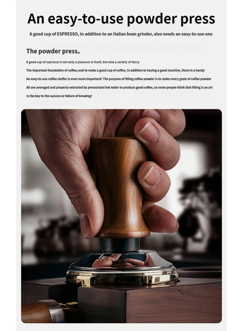 مكبس قهوة إسبريسو 58 مم بضغط ثابت 30 رطل – ضاغط نابضي بمقبض خشبي صلب مع ارتداد تلقائي وتصميم مانع للميلان - Image 3