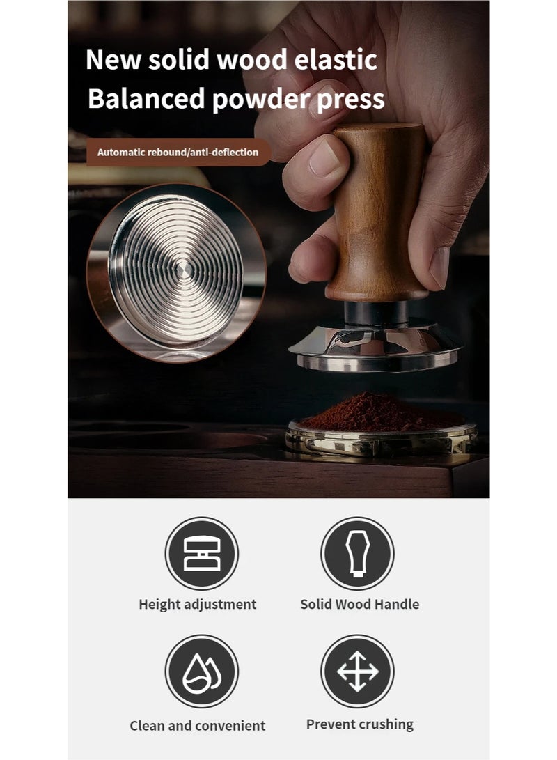 مكبس قهوة إسبريسو 58 مم بضغط ثابت 30 رطل – ضاغط نابضي بمقبض خشبي صلب مع ارتداد تلقائي وتصميم مانع للميلان - Image 2