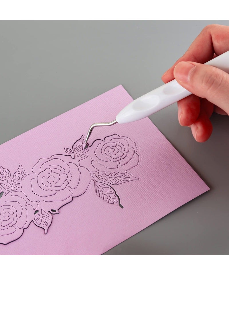 6 Pieces of Craft Vinyl Weeding Tools Set, Hook Weeder Scraper Spatula Tweezers Scissors for Die-Cutting Cardstock Scrapbooking DIY Silhouette Embossing Lettering Tools - Image 3