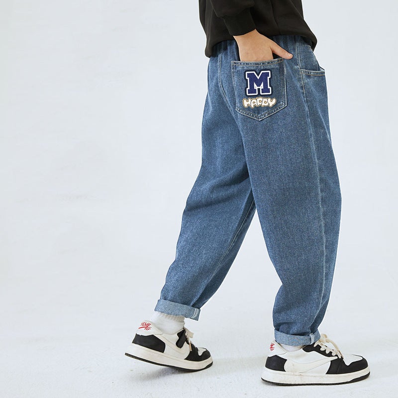 New Children'S Clothing Handsome Cartoon Jeans Factory Volume Of Large Children Loose Boys Jeans - Image 1