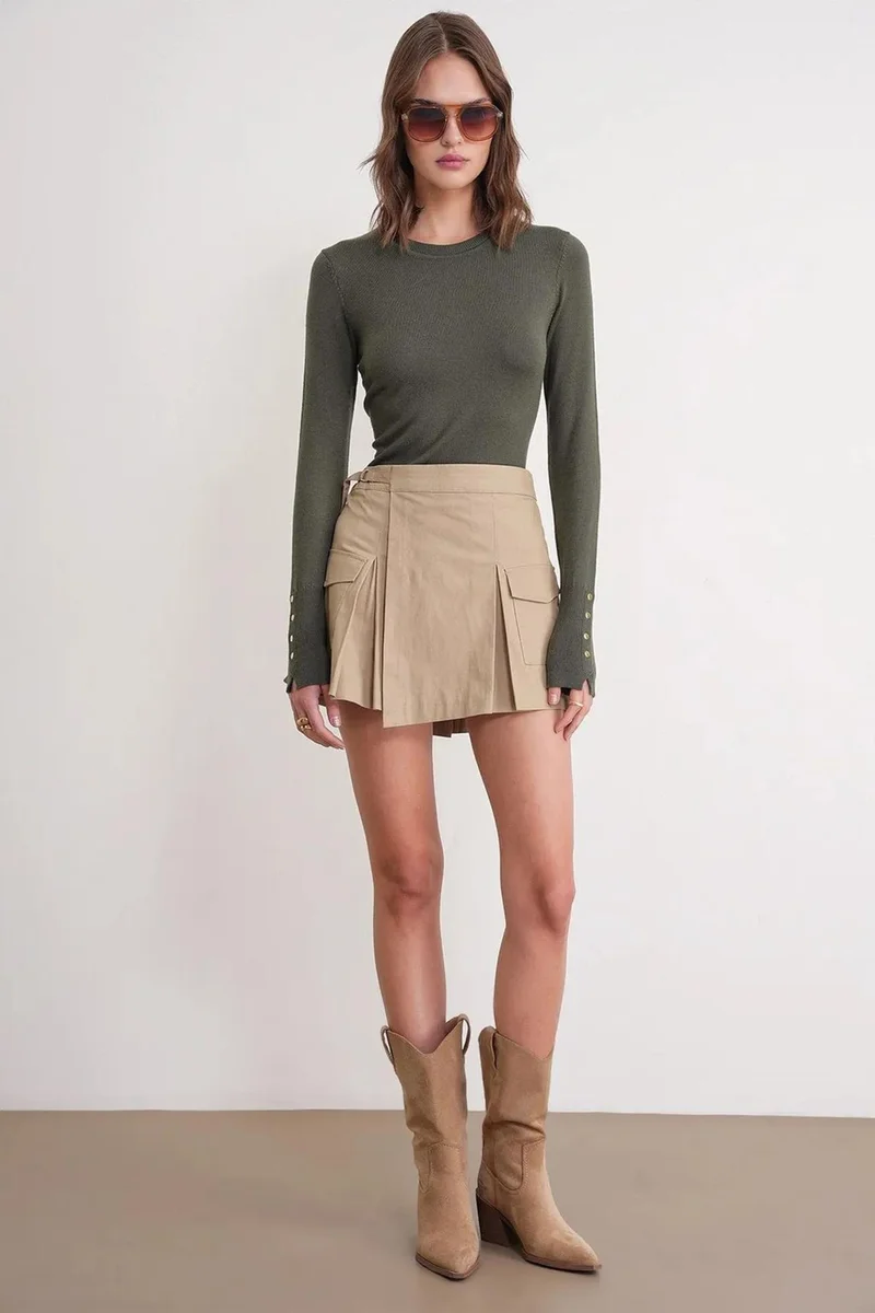 Hiccup Mixray Crew Neck Knit Sweater