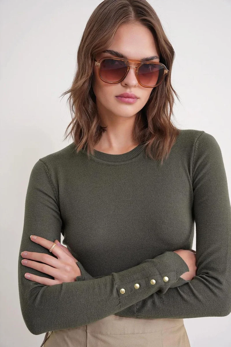 Hiccup Mixray Crew Neck Knit Sweater