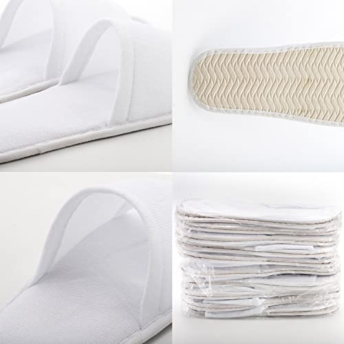 Frcctre 20 Pairs Disposable Slippers, Open Toe Comfortable Cotton Spa Slippers, Bulk Unisex Non-Slip Disposable Guests Slipper for Home Hotel Travel Train Use, White - Image 5