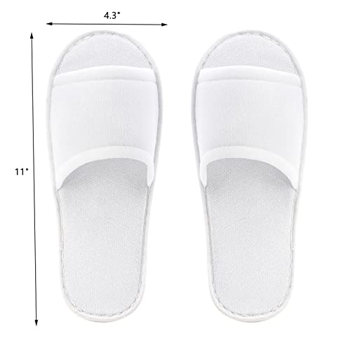 Frcctre 20 Pairs Disposable Slippers, Open Toe Comfortable Cotton Spa Slippers, Bulk Unisex Non-Slip Disposable Guests Slipper for Home Hotel Travel Train Use, White - Image 2