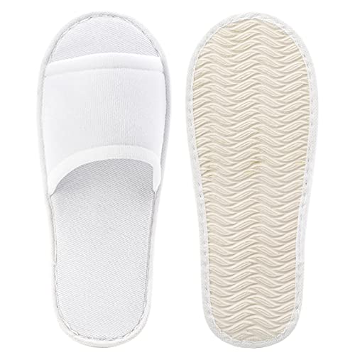 Frcctre 20 Pairs Disposable Slippers, Open Toe Comfortable Cotton Spa Slippers, Bulk Unisex Non-Slip Disposable Guests Slipper for Home Hotel Travel Train Use, White - Image 4