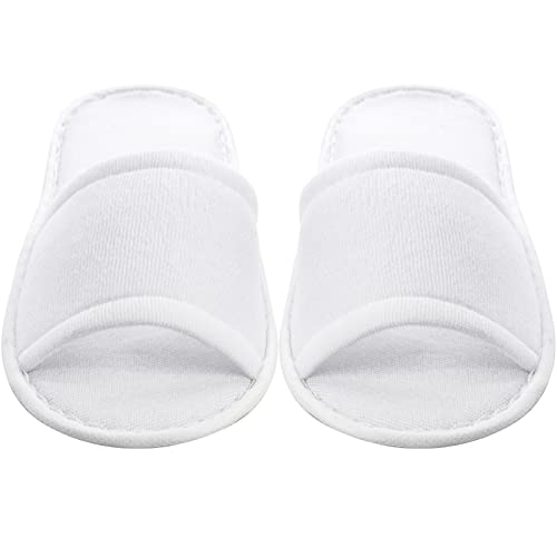 Frcctre 20 Pairs Disposable Slippers, Open Toe Comfortable Cotton Spa Slippers, Bulk Unisex Non-Slip Disposable Guests Slipper for Home Hotel Travel Train Use, White - Image 3