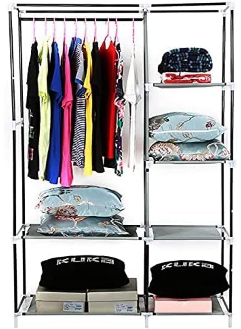ديكور هيلز خزانة ملابس متعددة الاستخدامات من ديكورهيلز، مصنوعة من مواد غير منسوجة، قابلة للنقل، تتميز بثباتها وسهولة تركيبها، وهي مثالية لخزائن غرف النوم، وتحتوي على 6 أرفف وقضيبين للتعليق. - Image 3