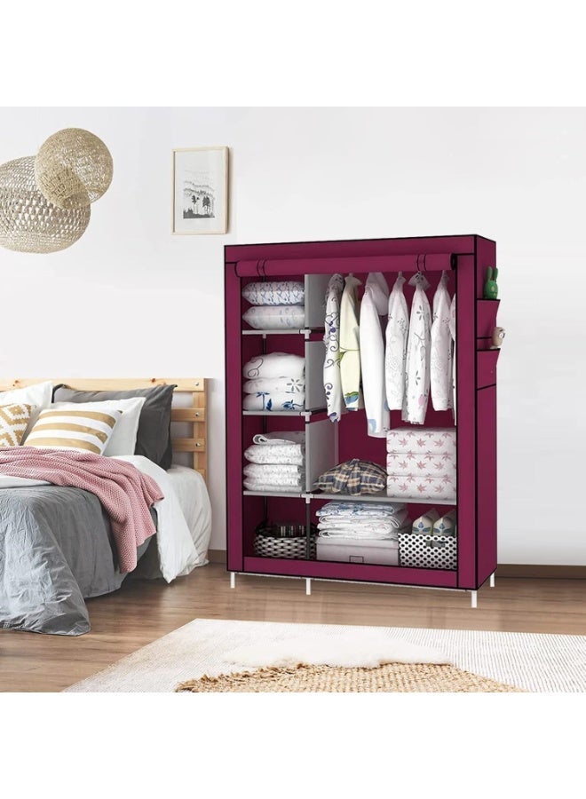 ديكور هيلز خزانة ملابس متعددة الاستخدامات من ديكورهيلز، مصنوعة من مواد غير منسوجة، قابلة للنقل، تتميز بثباتها وسهولة تركيبها، وهي مثالية لخزائن غرف النوم، وتحتوي على 6 أرفف وقضيبين للتعليق. - Image 4