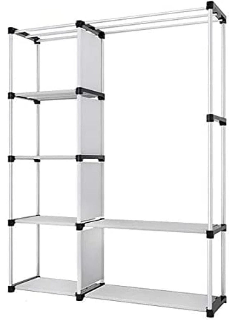 ديكور هيلز خزانة ملابس متعددة الاستخدامات من ديكورهيلز، مصنوعة من مواد غير منسوجة، قابلة للنقل، تتميز بثباتها وسهولة تركيبها، وهي مثالية لخزائن غرف النوم، وتحتوي على 6 أرفف وقضيبين للتعليق. - Image 5