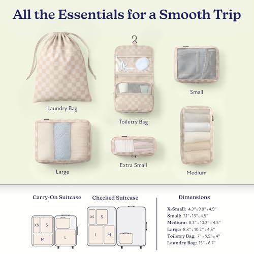 Vandel Space-Saving Compression Packing Cubes for Women with Hanging Toiletry Bag, Laundry Bag, Compressible Carry On Suit Case Organizer Luggage Packing Cubes for Travel Compression Organizer Bags - Image 3