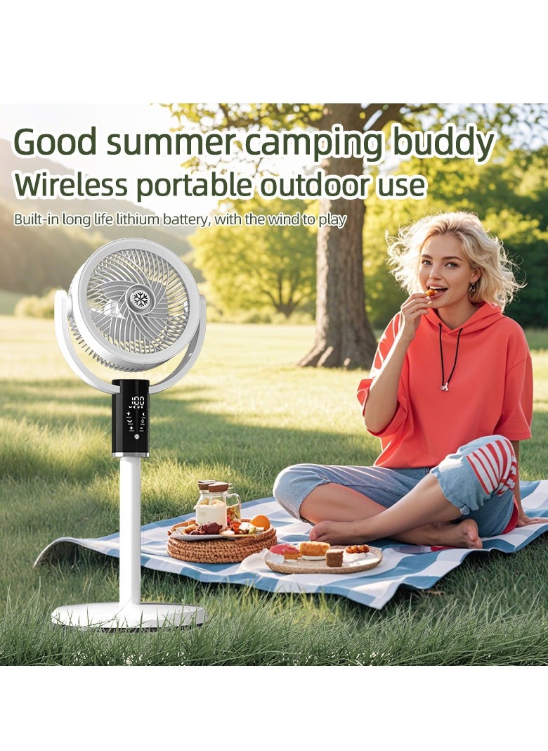 Generic Stand Fan 12 Inch Electric Fan Air Circulator Fan Adjustable Height 8 Speeds and Strong Airflow | 3-speed Adjustable Light | Aroma Diffuser Pad Slot | Remote Control | 8H Timer  for Home Office(F5)  - Image 3