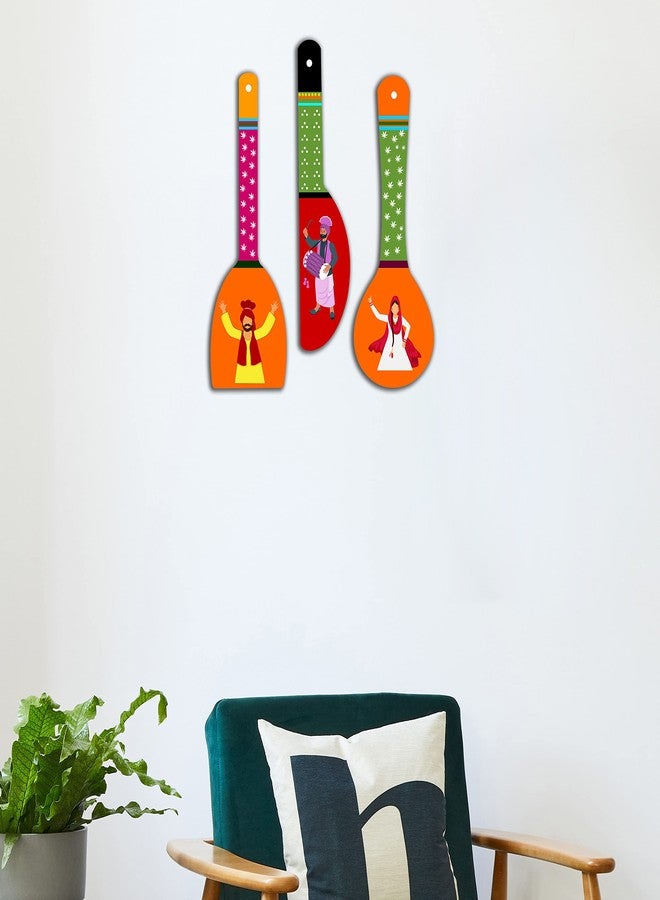 SAF paintings Punjabi Culture Wooden Wall Hanger Spoons for Home | Office | Living Room | Gift | Modern Decoration Items | Kitchen Wall Decor | Home Decor Hanging Items WHC-S08 - Image 2